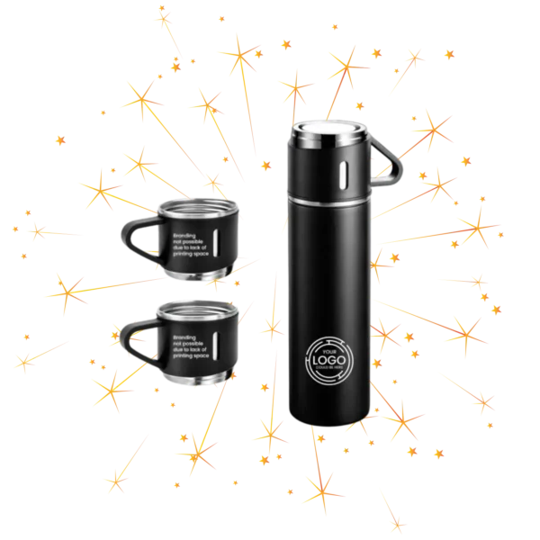 Customised Logo Stainless Steel Vacuum Flask Set with 3 Cup