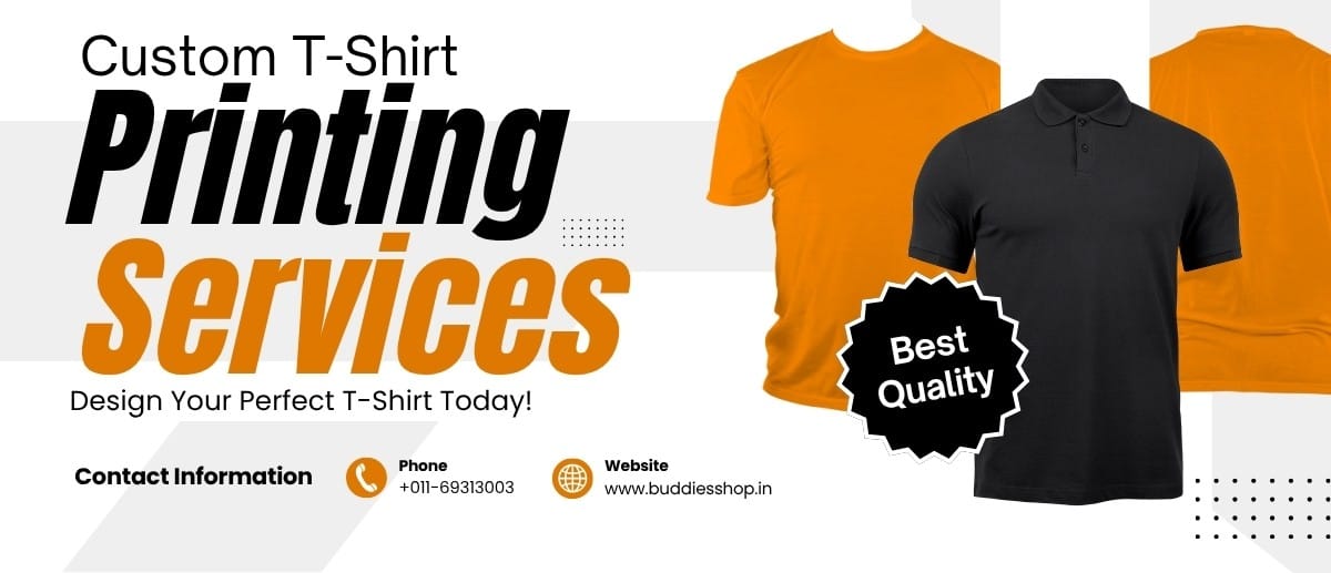 customized printed T-shirts with logo – Buddies Shop t-shirt printing service in Delhi